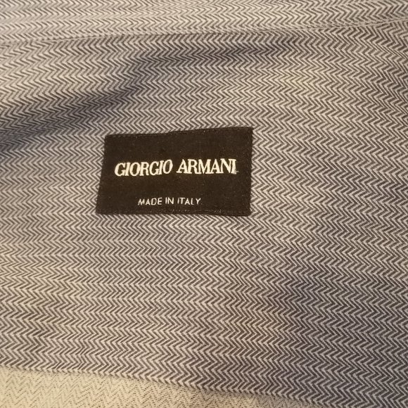 GIORGIO ARMANI - Thin zigzag print snap buttons shirt- Sz 40 (15.75) - Picture 13 of 13